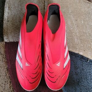 adidas Bold Red Athletic Slip-Ons Soccer Futbol Cleats